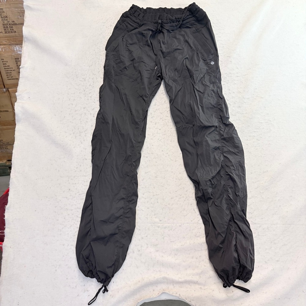 Lululemon Studio Pant Women Size 10 Black Ruched Adjustable Hem